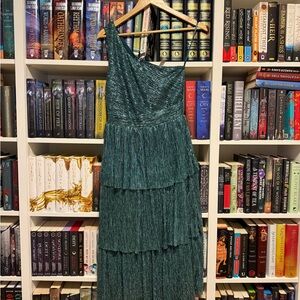 Trixxi One Shoulder Green Tiered Dress
